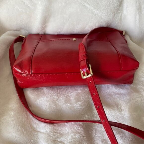 Cole Haan Red Patent Textured Leather Crossbody Purse - Picture 6 of 16